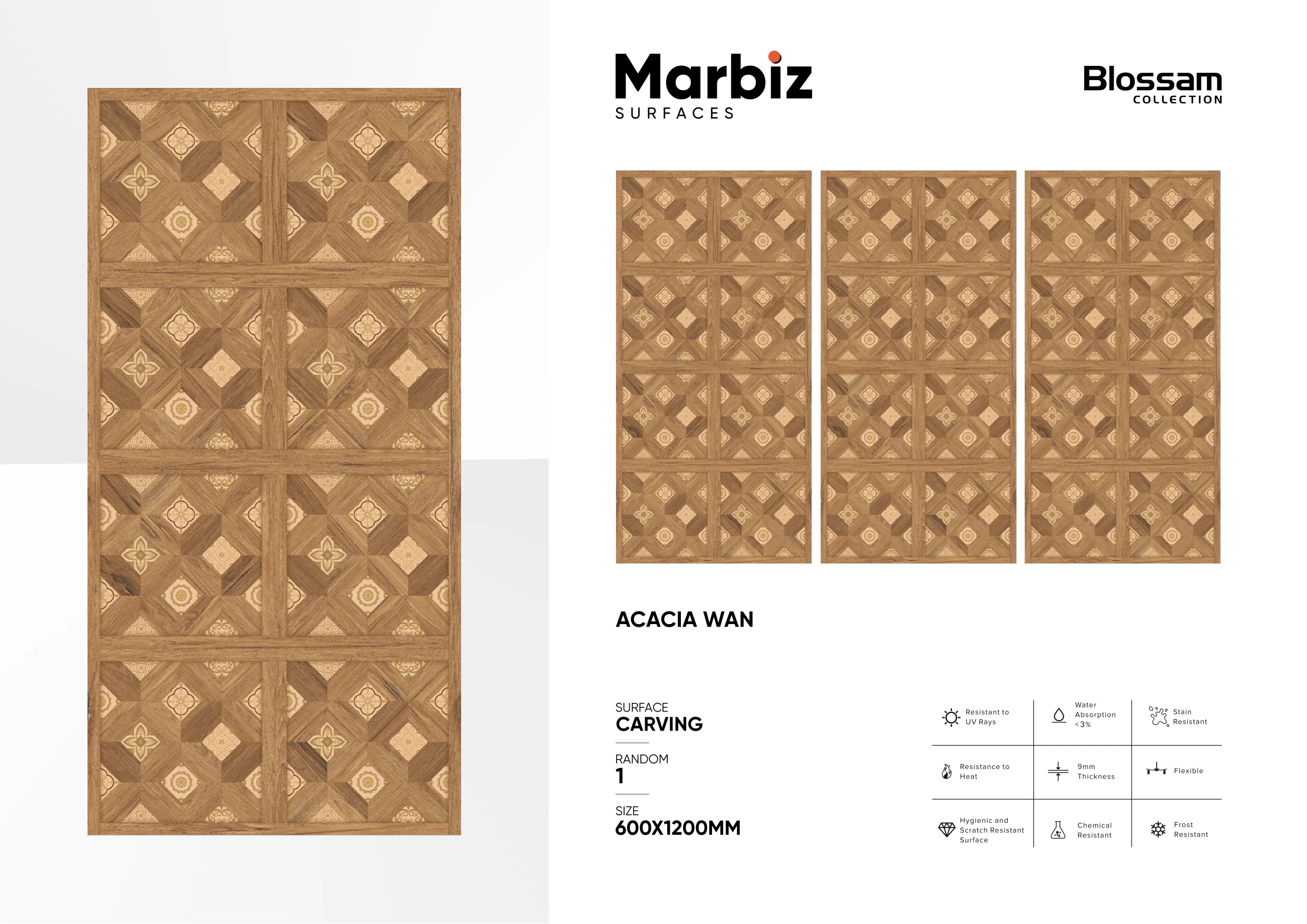 Blossam 600x1200mm Wood Carving 8