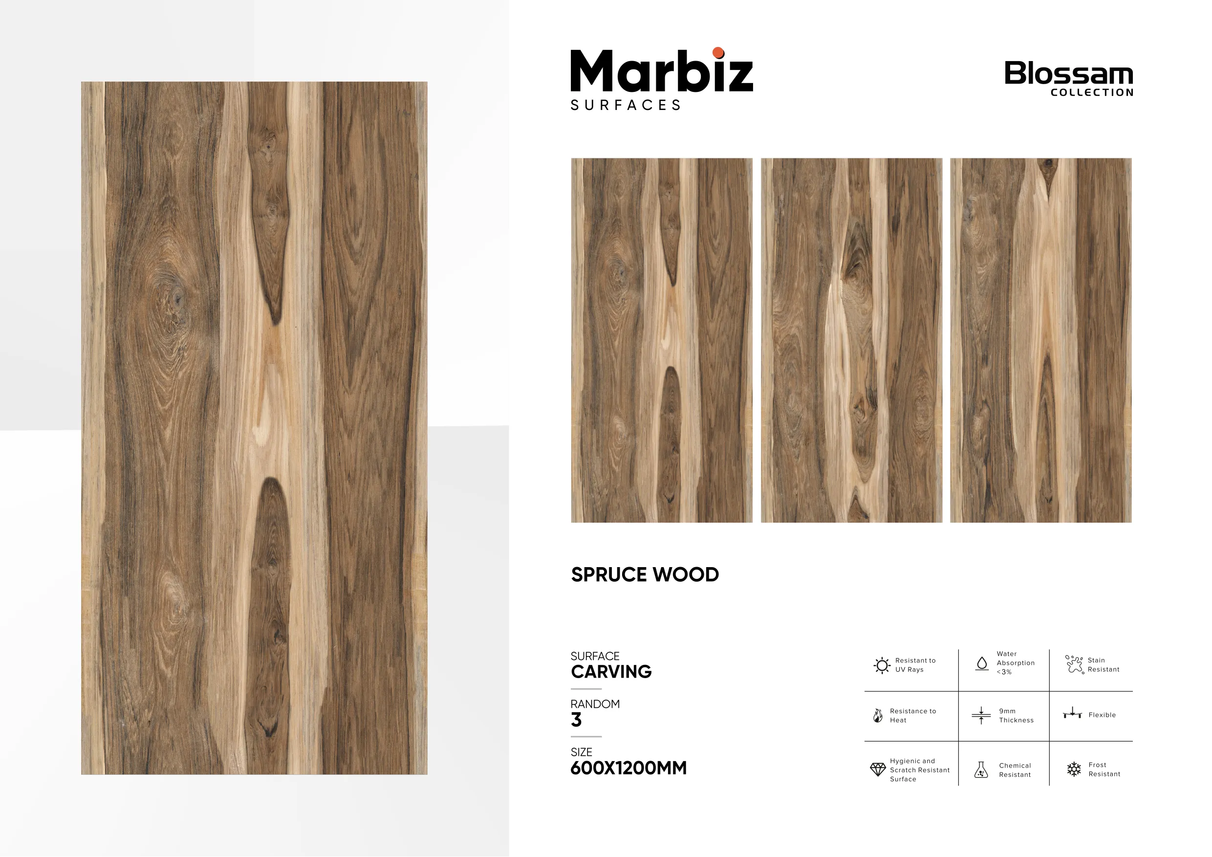 Blossam 600x1200mm Wood Carving 102