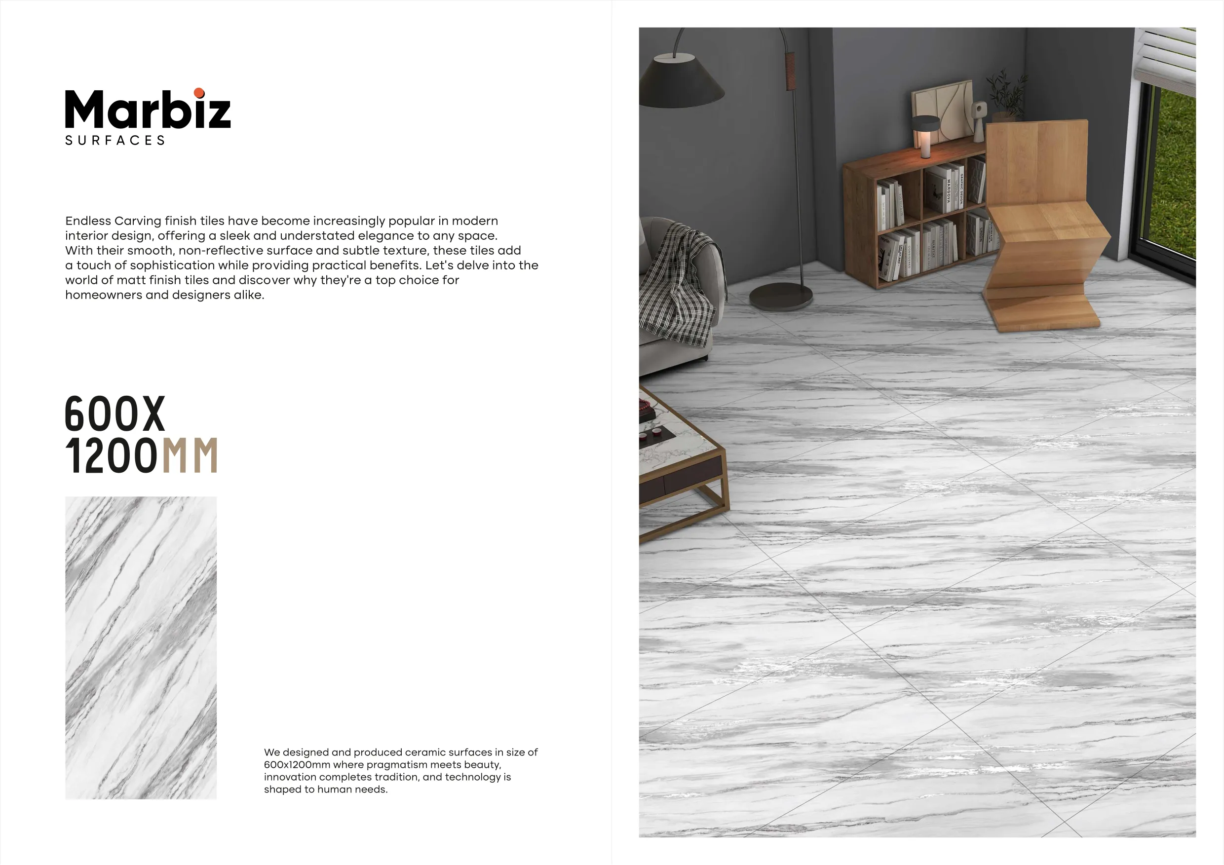 Crafte 600x1200mm White Carving 4