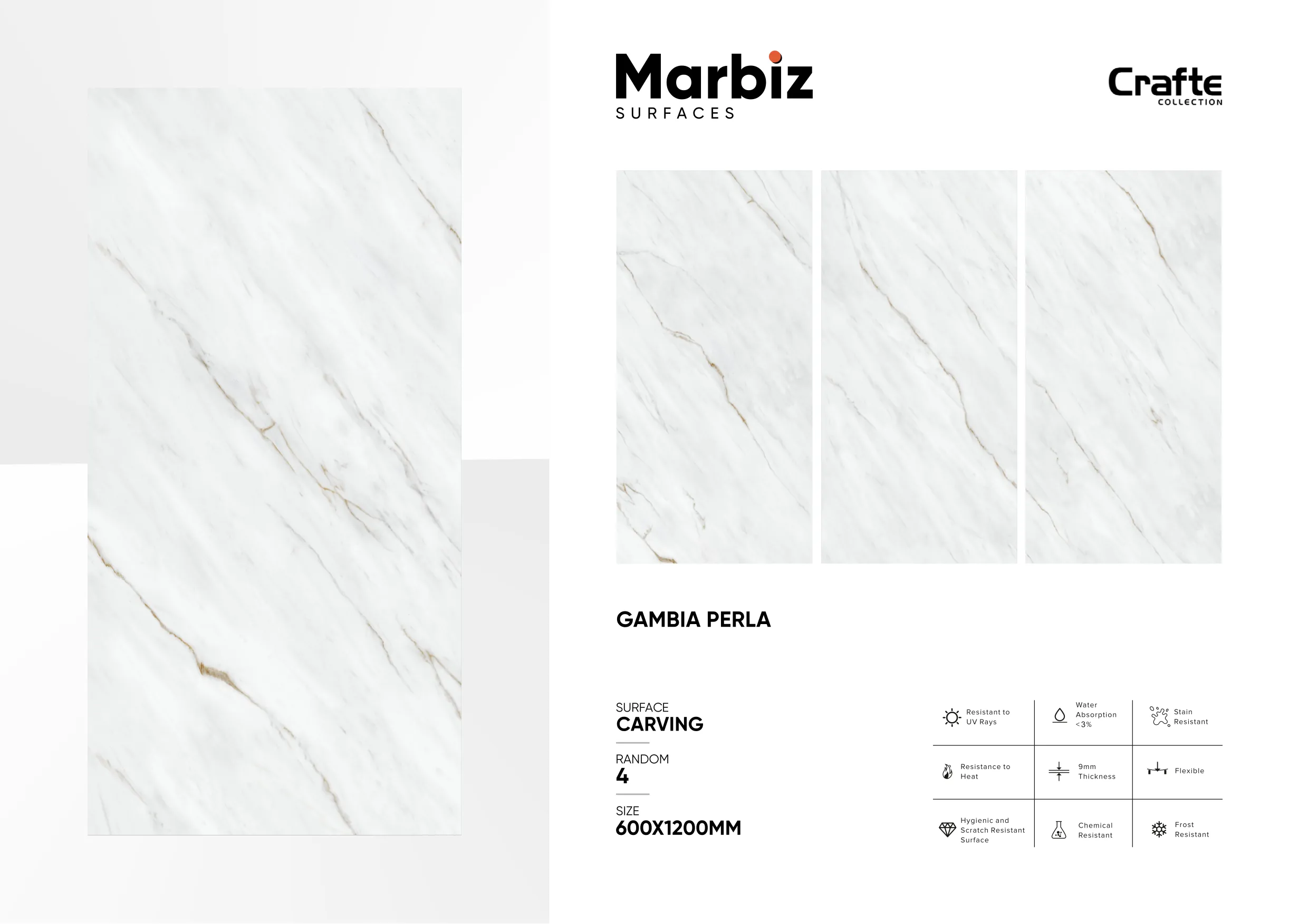 Crafte 600x1200mm White Carving 13