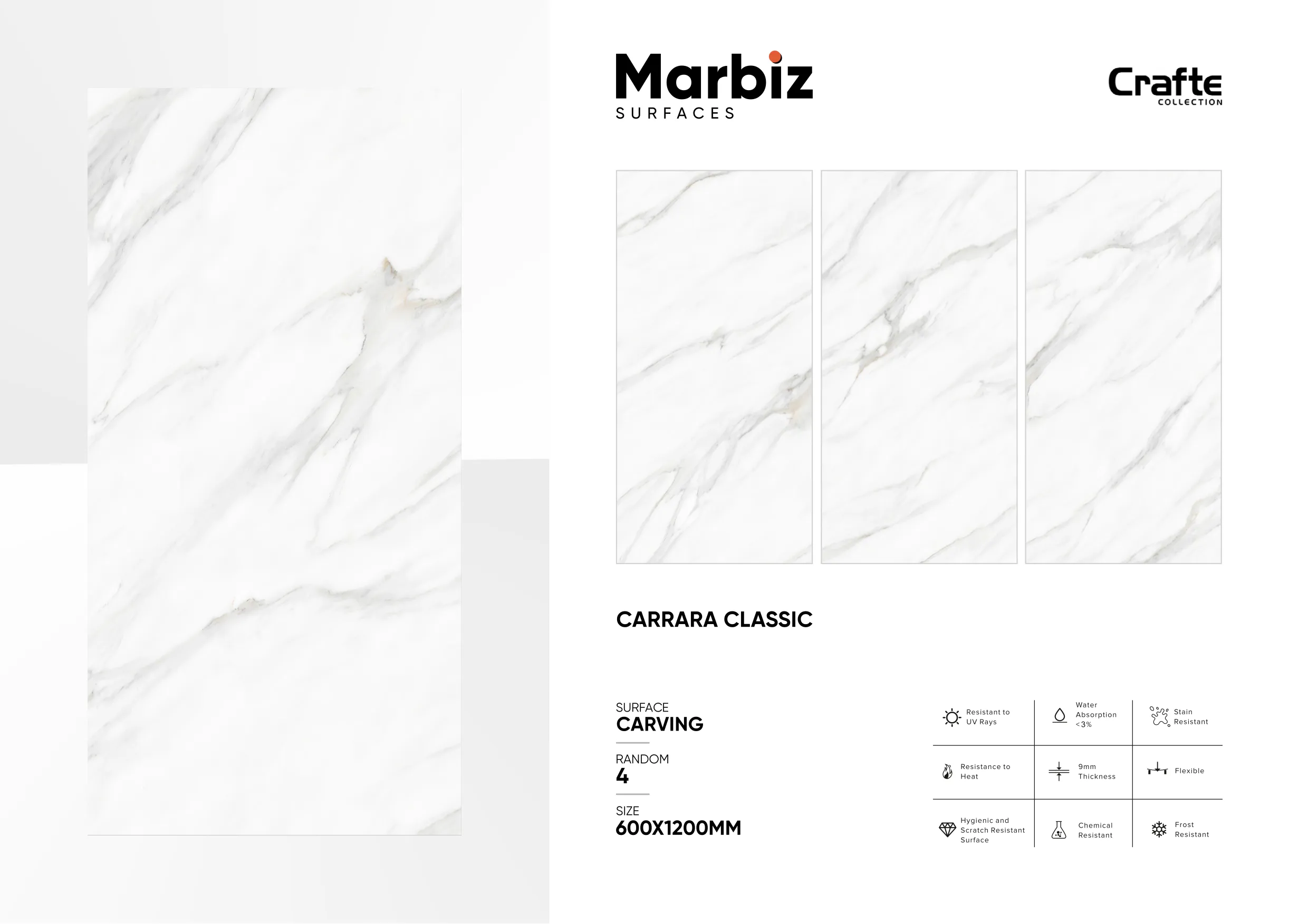 Crafte 600x1200mm White Carving 33