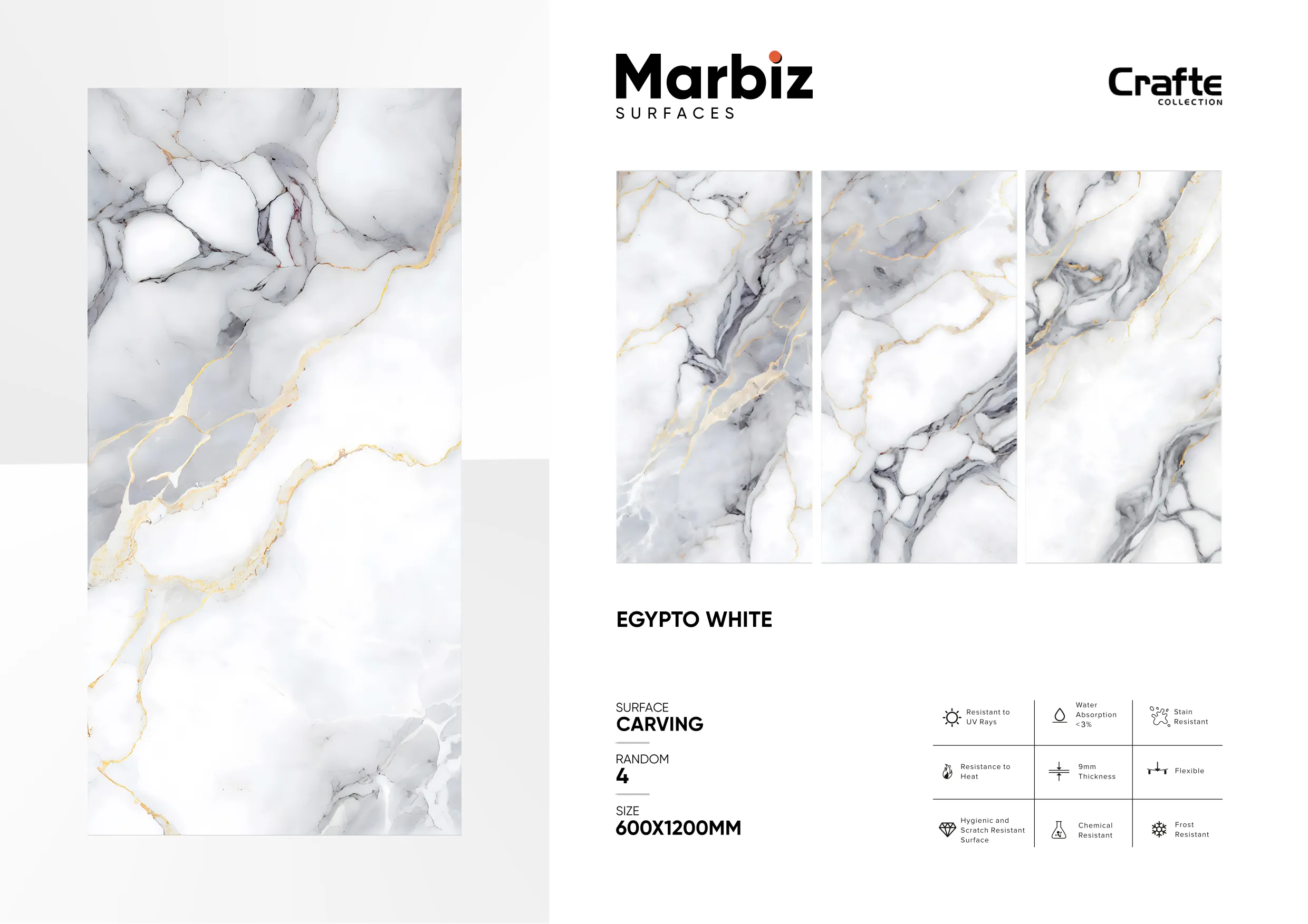 Crafte 600x1200mm White Carving 43