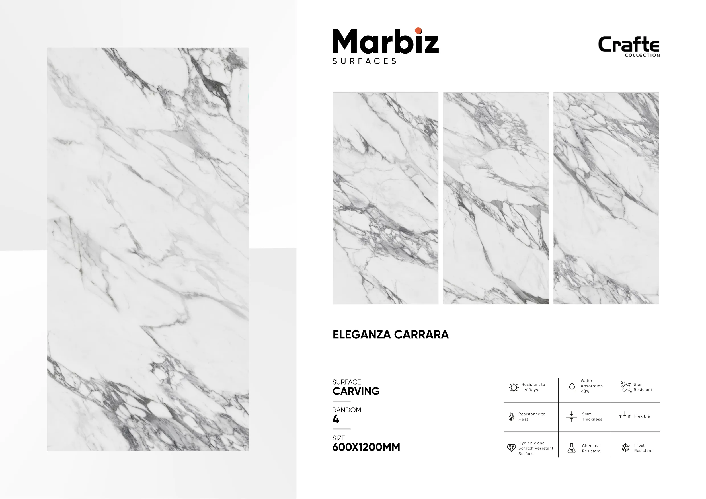 Crafte 600x1200mm White Carving 47