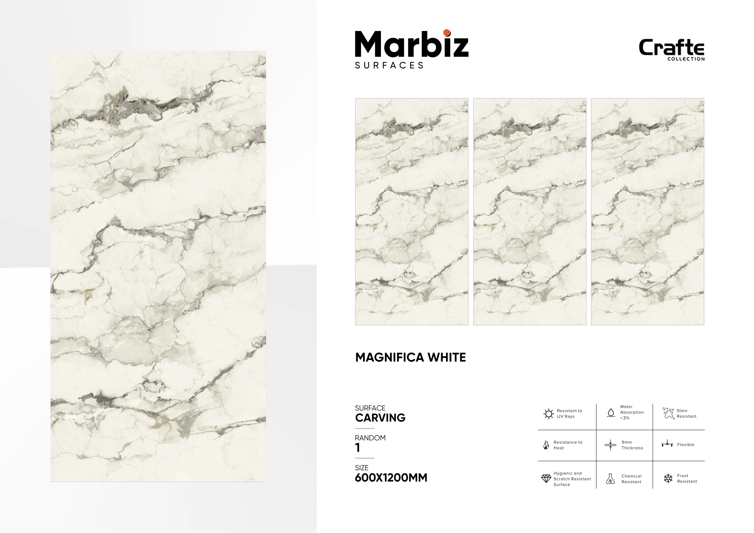 Crafte 600x1200mm White Carving 73
