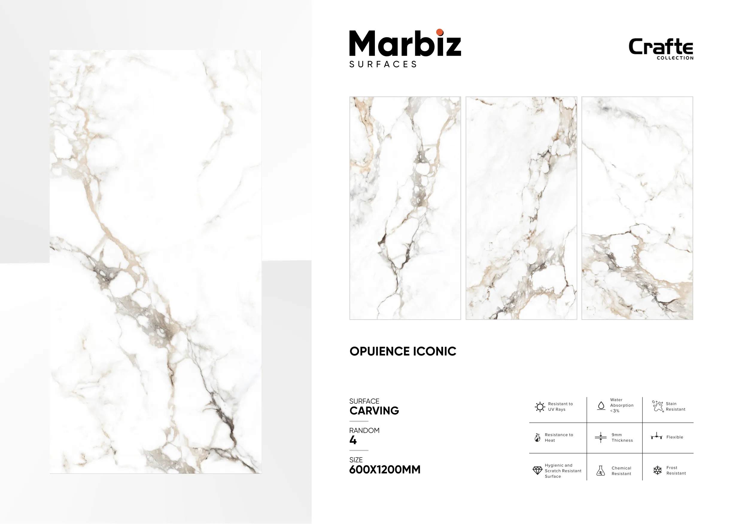 Crafte 600x1200mm White Carving 83