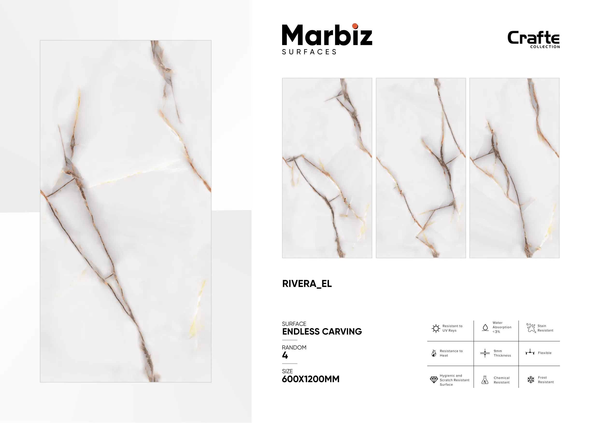 Crafte 600x1200mm White Endless 101