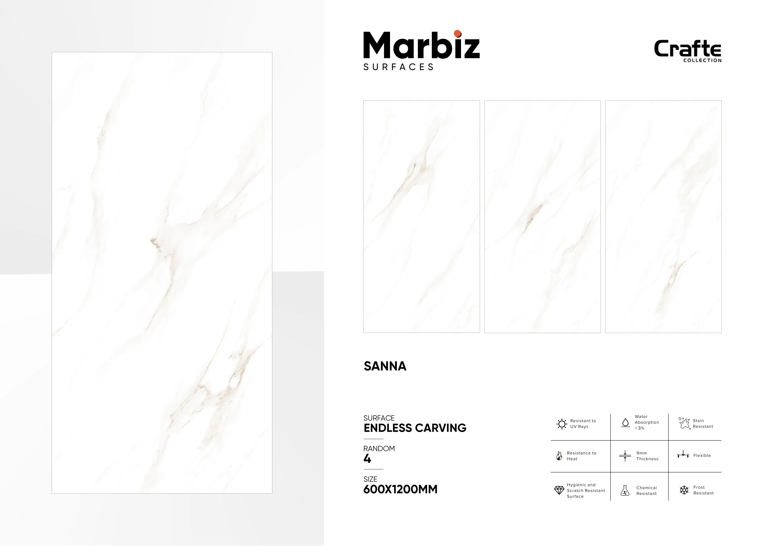 Crafte 600x1200mm White Endless 105