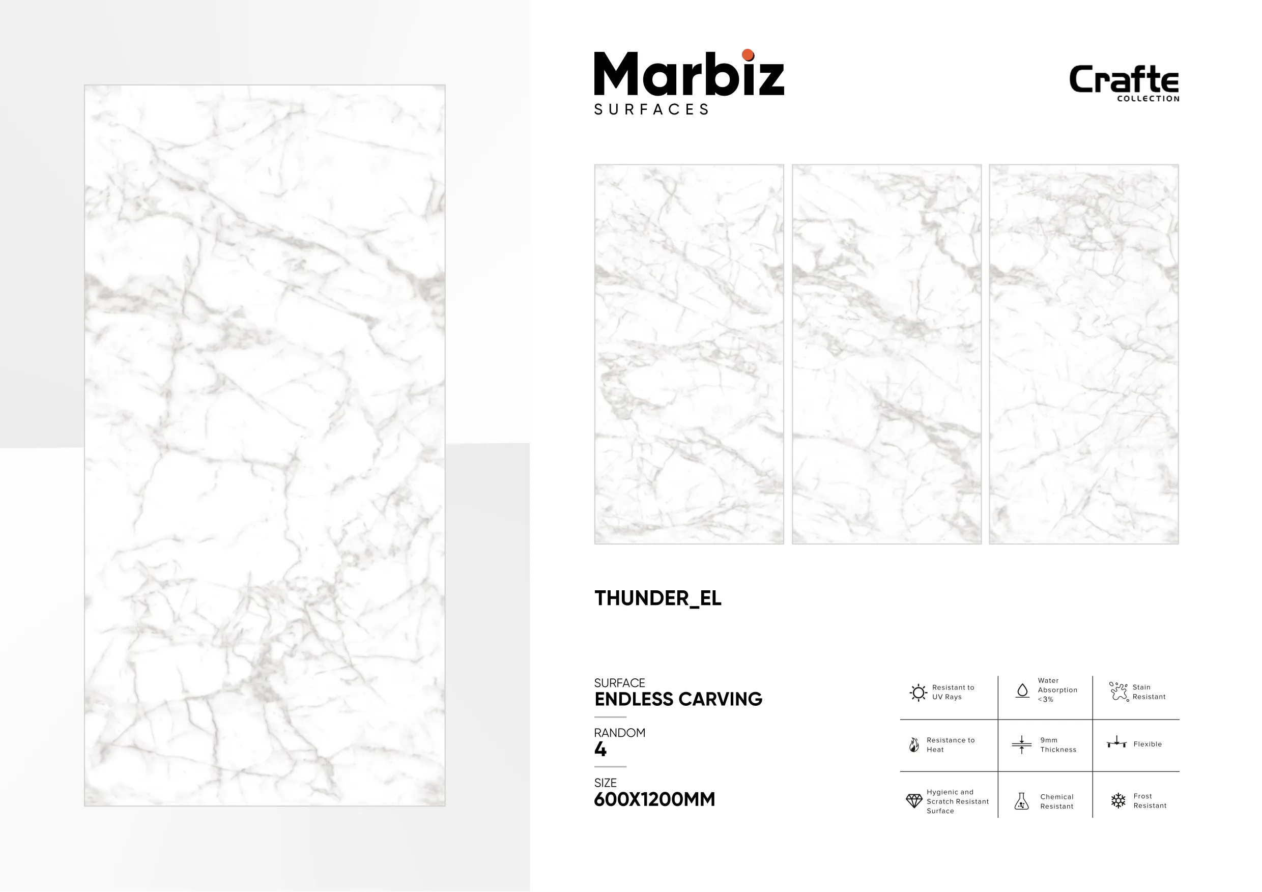 Crafte 600x1200mm White Endless 113