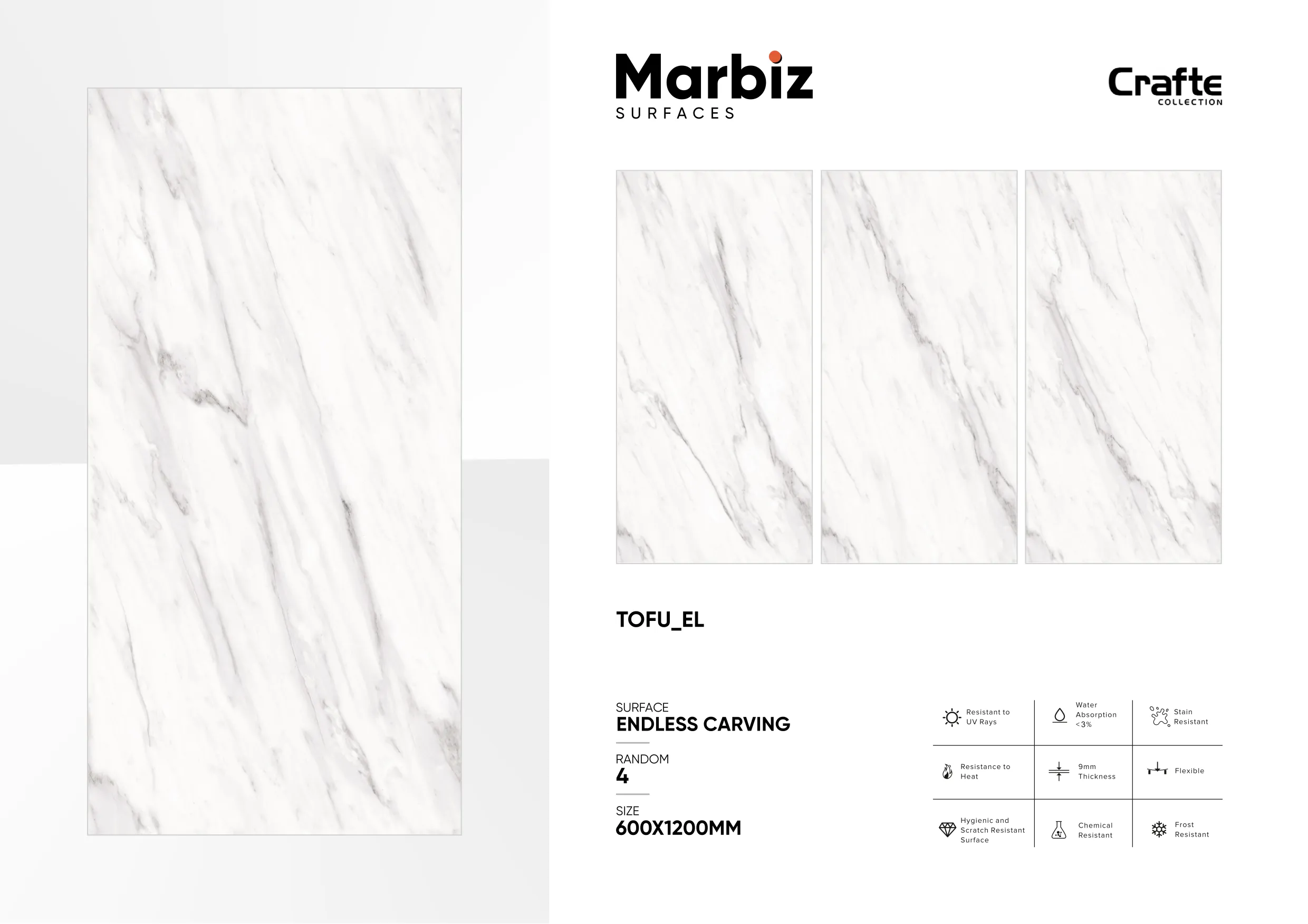 Crafte 600x1200mm White Endless 115