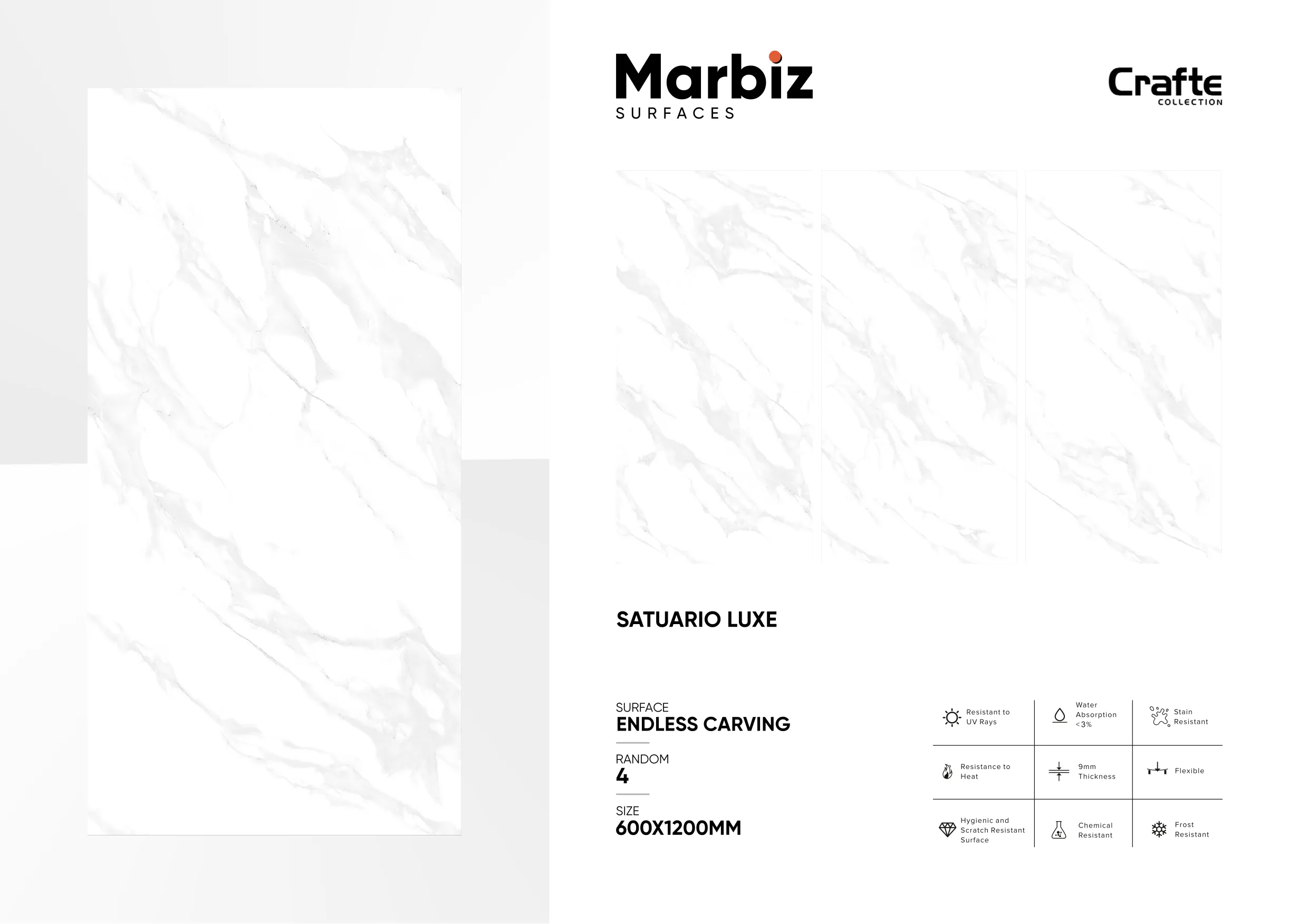 Crafte 600x1200mm White Endless 121