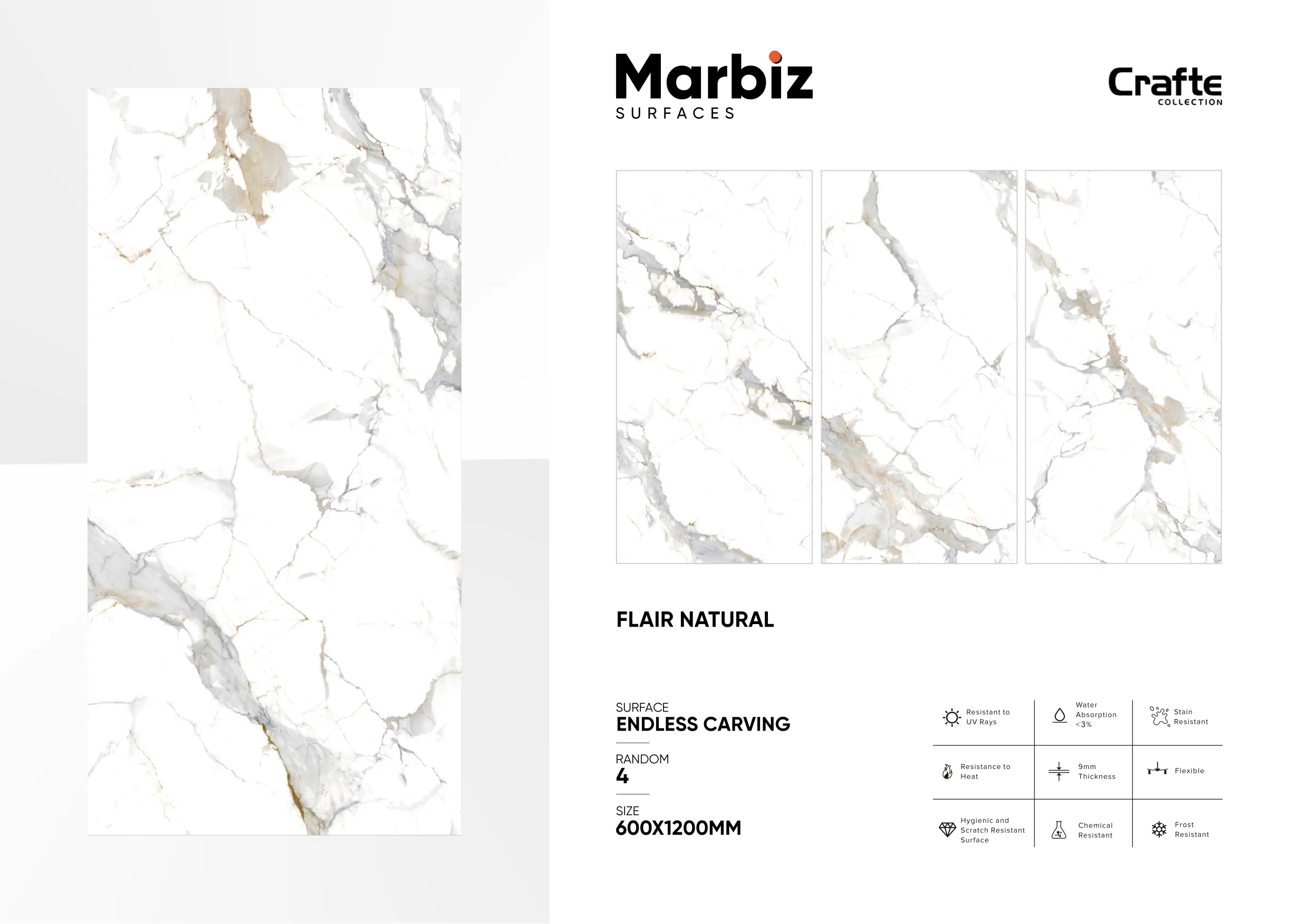 Crafte 600x1200mm White Endless 127