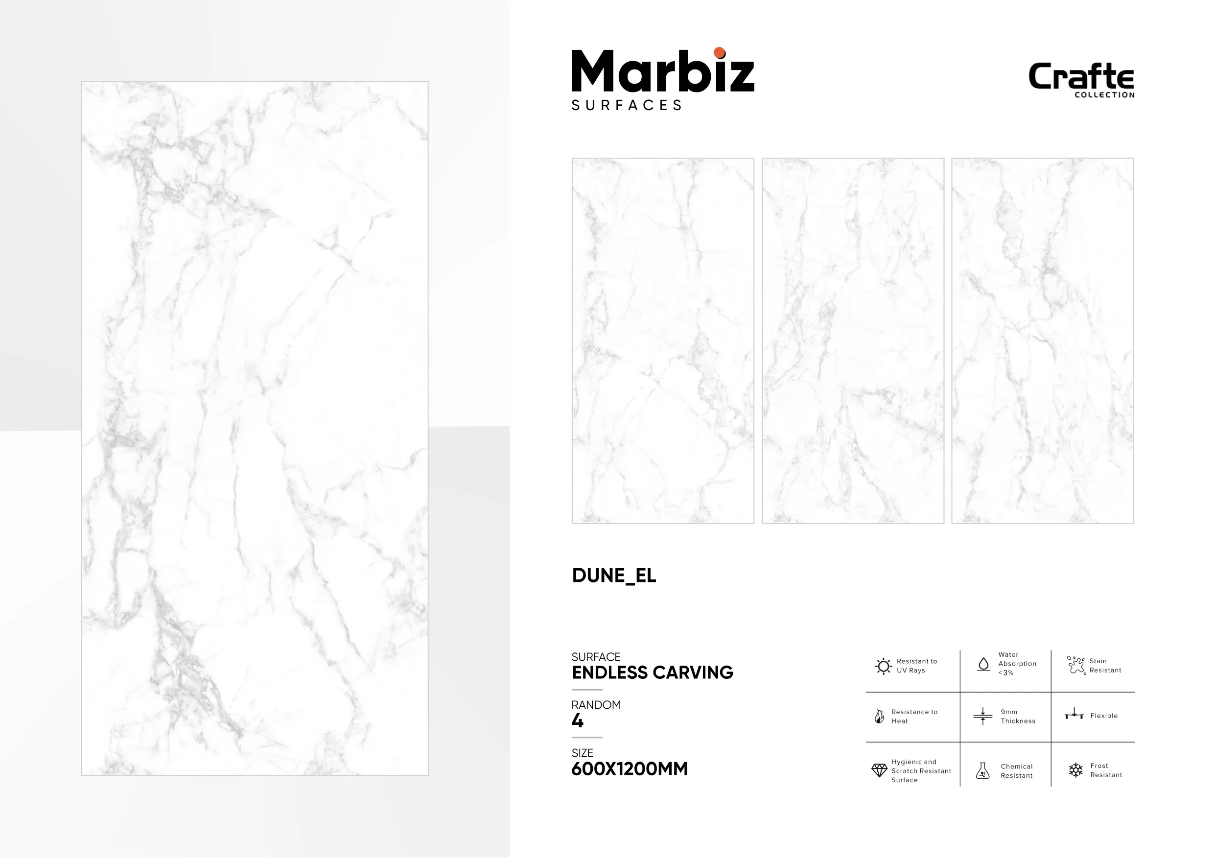 Crafte 600x1200mm White Endless 33