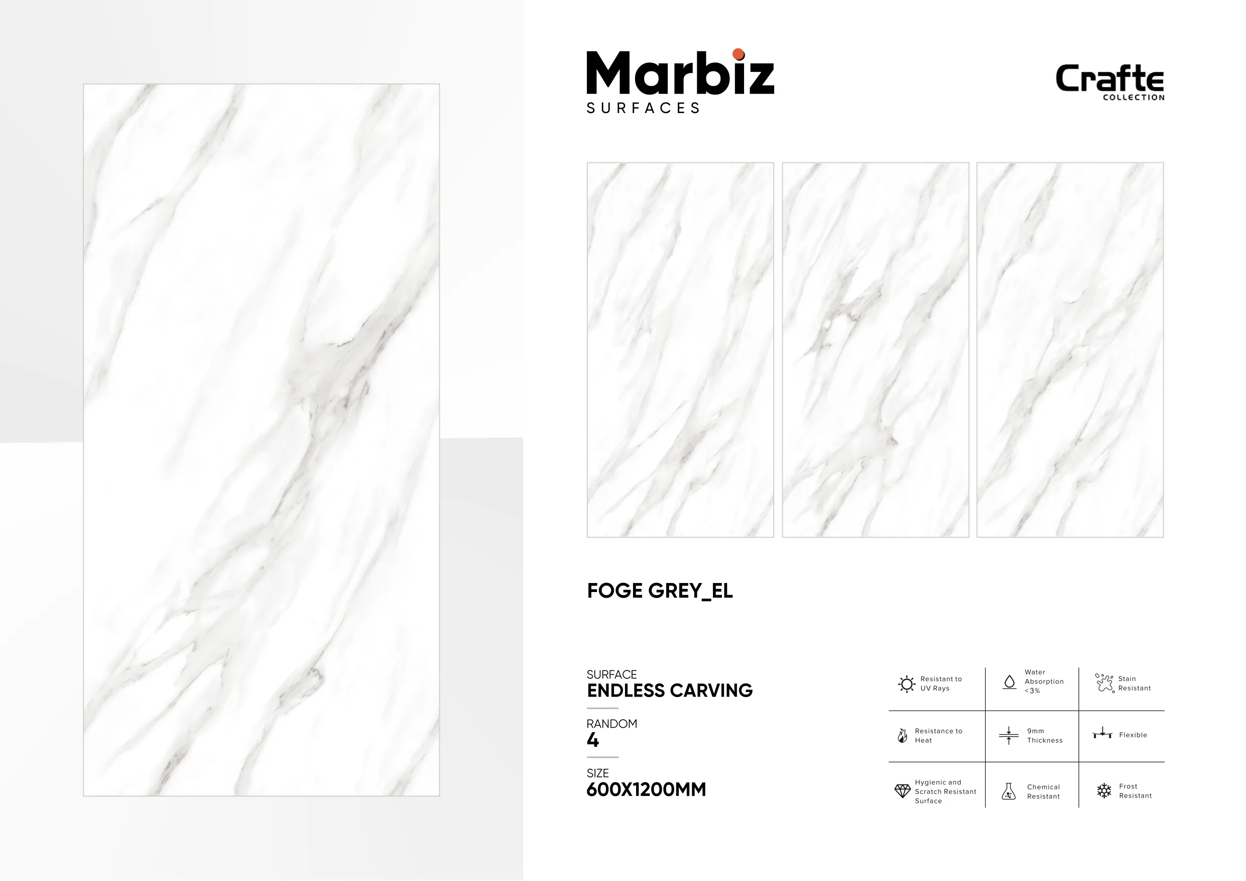 Crafte 600x1200mm White Endless 55