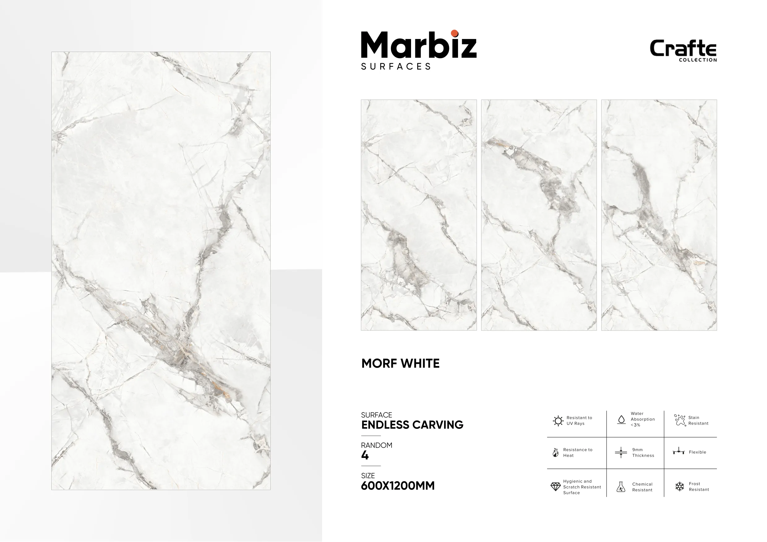 Crafte 600x1200mm White Endless 85